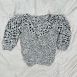 Candor Vintage Gray Glitter Knit Crop Sweater